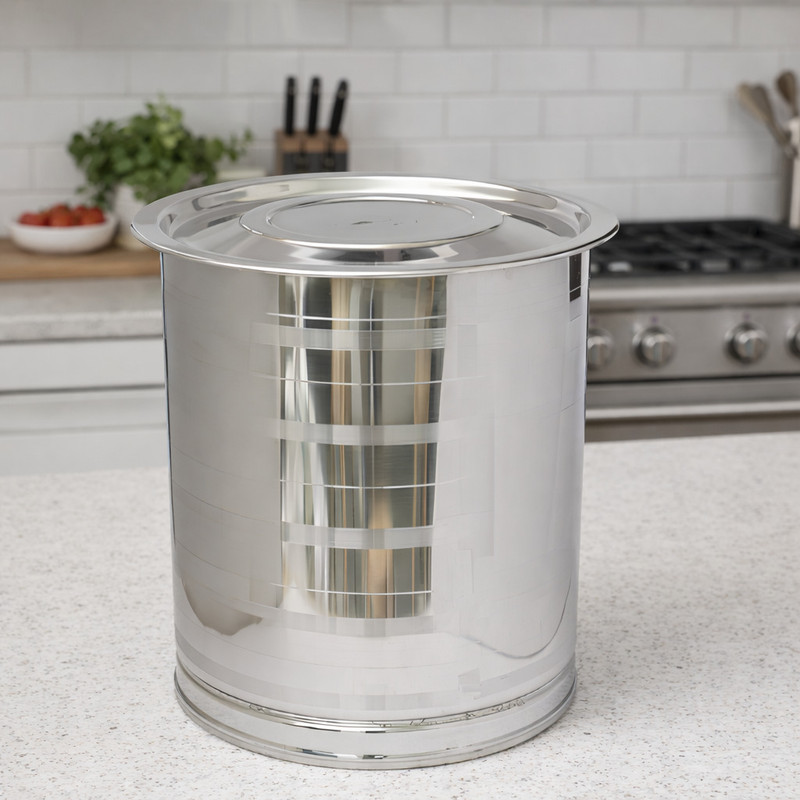 SHRI KRISHNA TRADERS Multipurpose Storage Drum with Lid Premium Stainless Steel Atta Tanki 25 L Drum(Silver, Pack of 1)