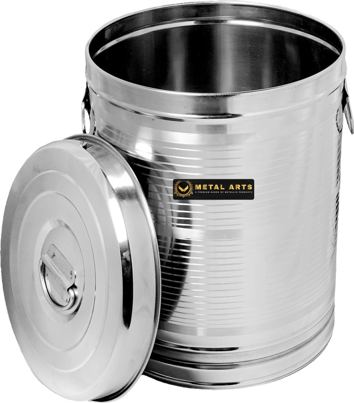 V Metal Arts Steel Rice Storage Container | Water Storage Drum |Steel Storage Box |Steel Drum 30 L Drum(Silver, Pack of 1)