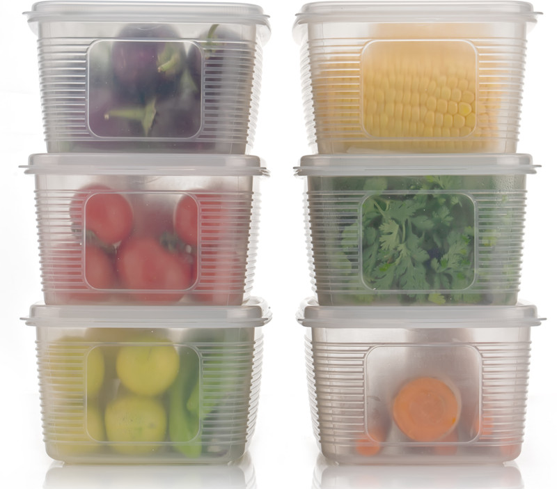 prayati Plastic 6 PCS FOOD VEGETABLE FRUIT EGG FISH FRIDGE STORAGE BASKET CONTAINER Storage Basket(Pack of 6)