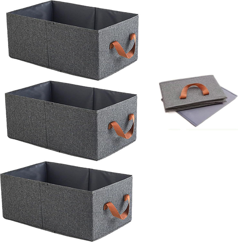 VISHIXIT 26L Foldable Clothes Organizer Metal Frame Wardrobe Space Saver Bin Storage Box Polyester Laundry Bag(Grey)
