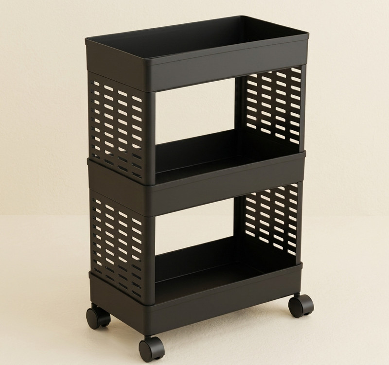 Surety for Safety Tranding kitchen item storage trolly black color Plastic Kitchen Trolley(DIY(Do-It-Yourself))