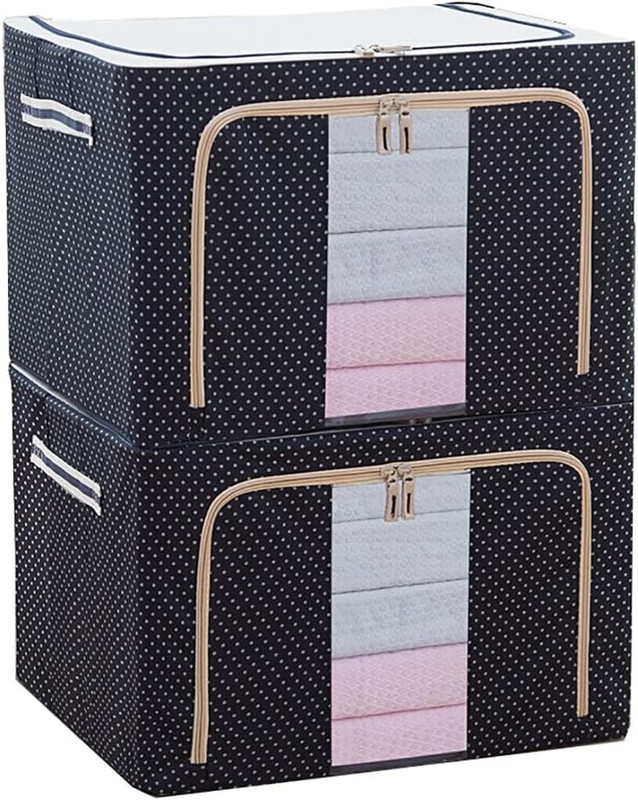 KCK International 66L Foldable Fabric Storage Box – Pack of 2 Polyester Laundry Bag(Blue)