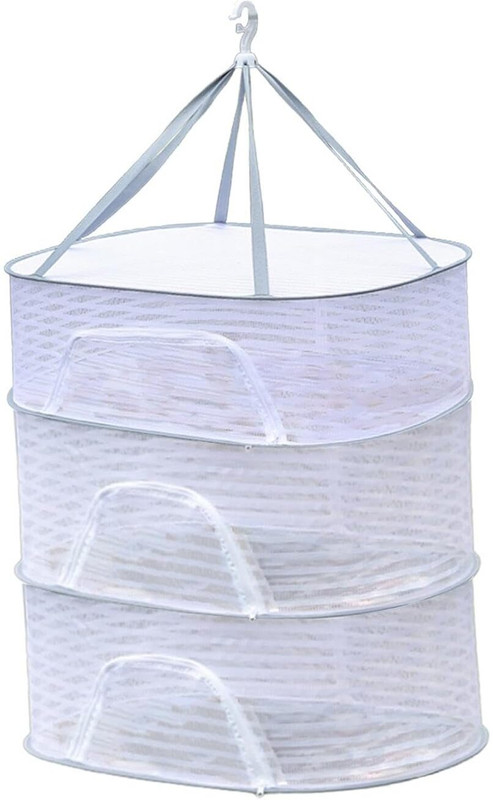 PETIKA 3-Layer Insect-Proof Hanging Drying Net | Methi, Papad, Aamchur & Fish Nylon Fruit & Vegetable Basket(White)