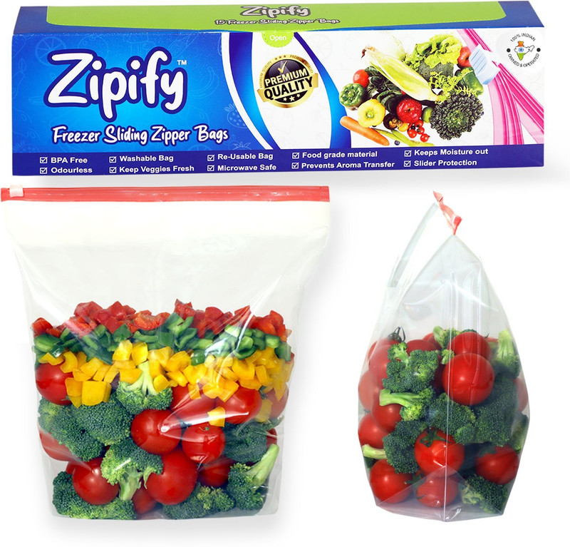 Zipify High Thickness Medium size - Capacity : 1 kg to 2 kg Plastic Storage Pouch(Pack of 10)