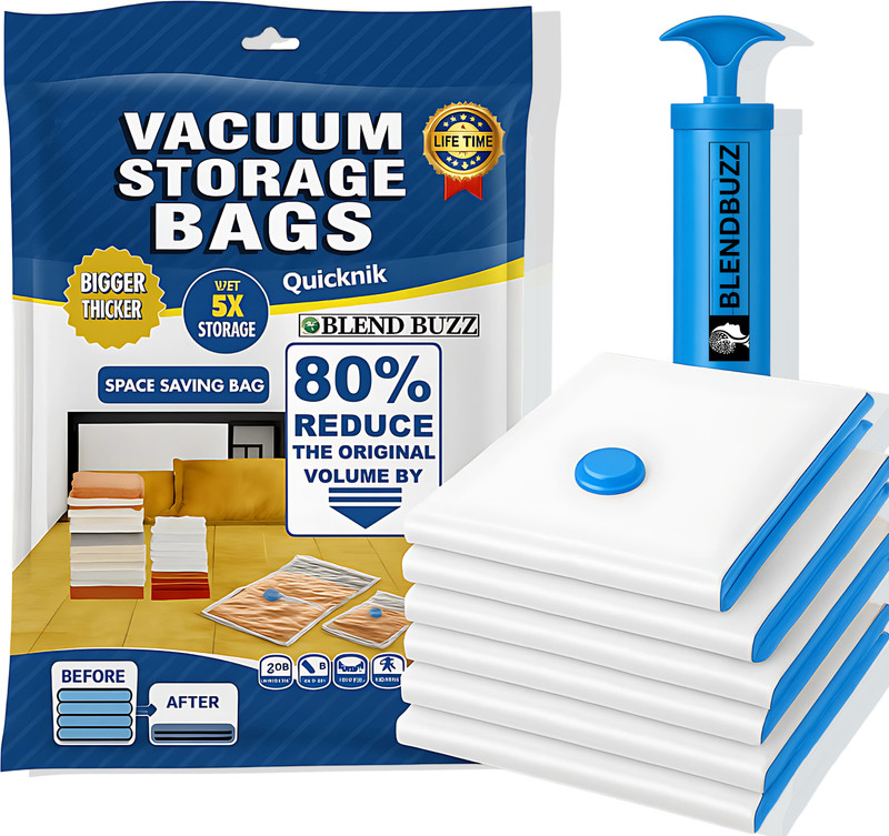 Blend Buzz Durable Vacuum Compression Bags Airtight Moisture Proof Space Saver For Wardrobe Car Vacuum Cleaner(Multicolor)