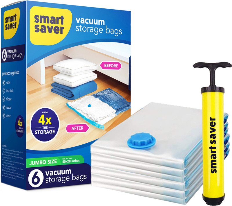 Smart Saver FK-SSB-JUMBO-6(40X28) High Volume Storage Vacuum Bags(Pack of 6)