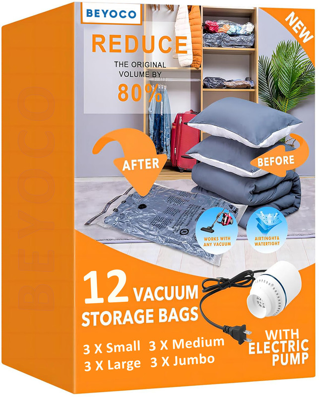 Beyoco 12 VACUUM STORAGE BAGS Travel Storage Vacuum Bags(Pack of 12)