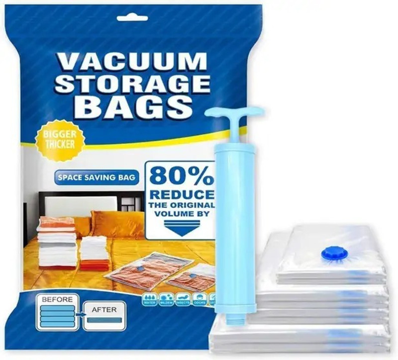 Quicknik Space Saver Vacuum Sealer Bag for Clothes High Volume Storage Vacuum Bags(Pack of 5)