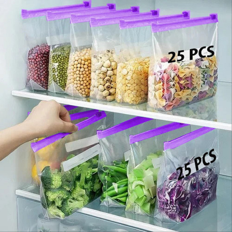 VITEVER ZipLock Pouches, Ziplock Bag For Storage, RE-USABLE Bag, Plastic Storage Pouch Travel Storage Vacuum Bags(Pack of 25)