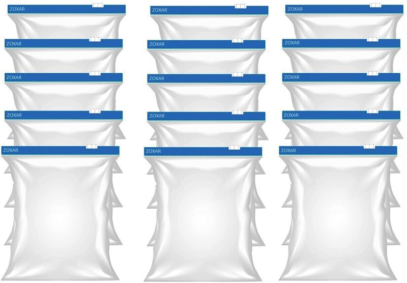 VONITY new-N R AVADIYA ZipLock Pouch Blue, ( 9"X 10") (15 Ziplock Pouch) Travel Storage Vacuum Bags(Pack of 15)