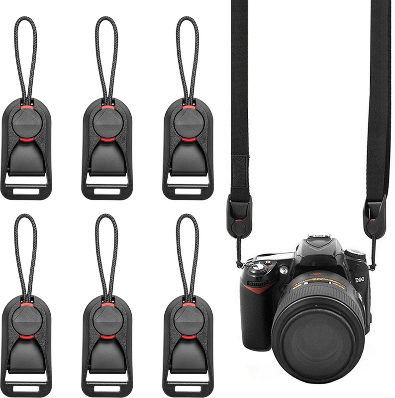 gustave 6 Pcs Camera Quick Release Buckle Anchor Links for DSLR and Mirrorless Strap(Black)