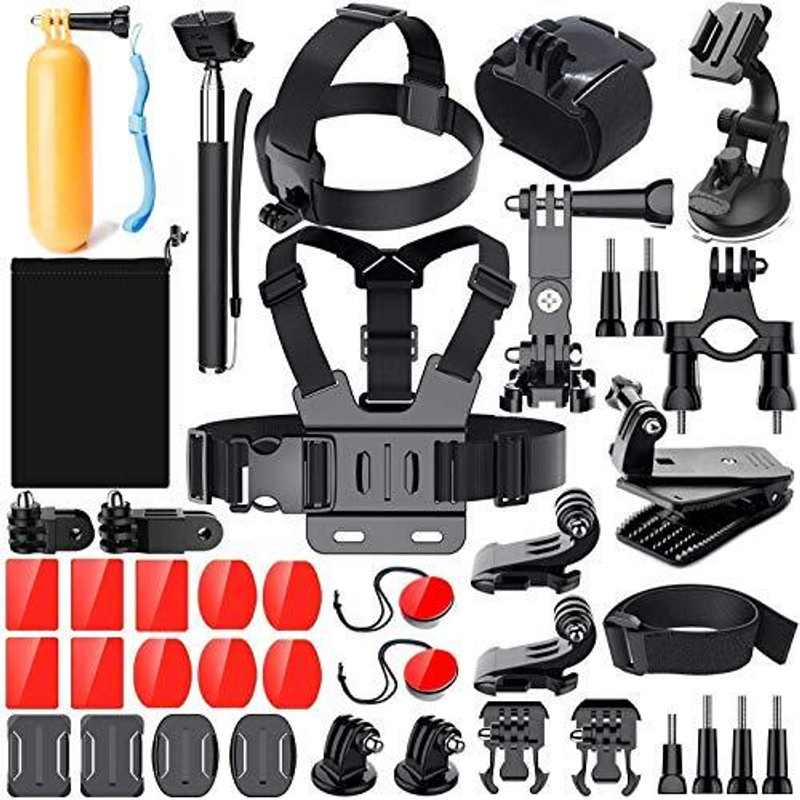 Adofys 40 In 1 Action Camera Accessory Kit For Action Camera Hero 6 Hero Fusion Hero 5 Hero Session Hero 4 Hero 3 Hero 2 Hero Hd Hero Strap (Black) Strap Strap(Black)