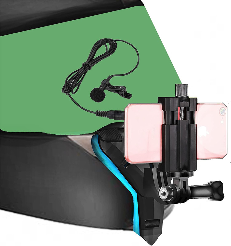 Speeqo Chin Mount For Mobile MotoVlogging|Helmet Harness Strap+Mobile Holder+Collar Mic Strap(Black, Blue)