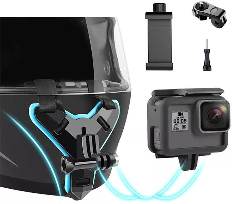 CHG Helmet Chin Mount with Mobile Holder, Motorcycle Helmet Strap with GoPro Hero14 Strap(Black)