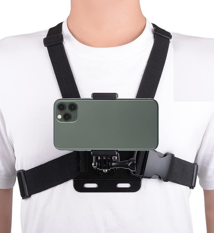 LAVITRA Adjustable Body Strap Mount for Smartphones | Action Camera Chest Holder Strap(Black)