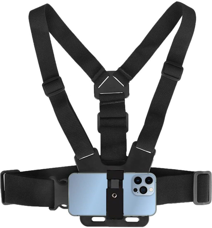 Roseleaf Camera Chest Belt Strap + J-Mount + Pole Mount + Mobile holder for MotoVlogging Strap(Black)