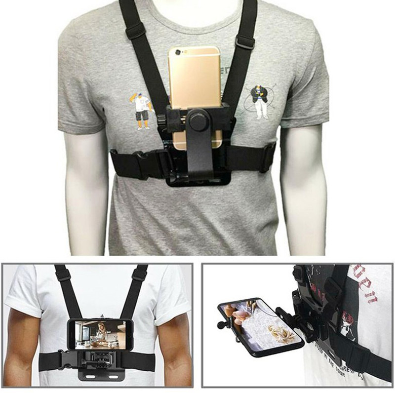 EDIYOL Camera Chest Belt Strap+J-Mount+Pole Mount+360 Mobile Bracket for Moto Vlogging Strap(Black)