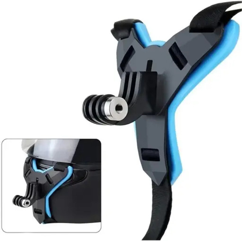 Syshri Helmet Chin Mount with Clip for Smartphones, GoPro, DJI, Yi, SJCAM Strap(Black)