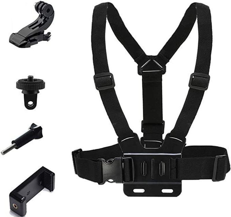 LAVITRA Chest Strap Holder for Action Camera & Phone | Hands-Free Recording Harness Strap(Black)