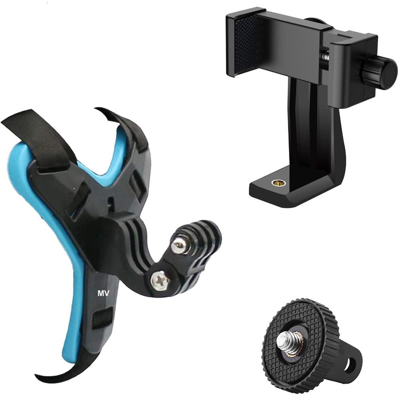MMPRO Professional Helmet Mount for Helmet Chin Mount with Mobile Holder 360 Degree Strap(Black)