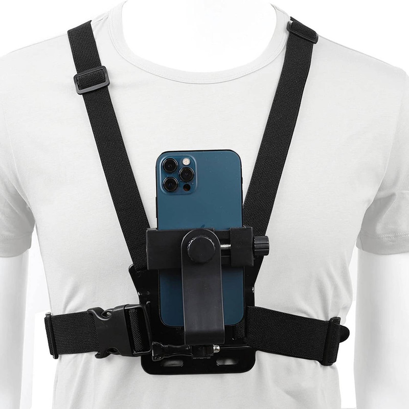 Qolic Body Chest Mount Belt for Mobile Phone and Action Camera Use Strap(Black)