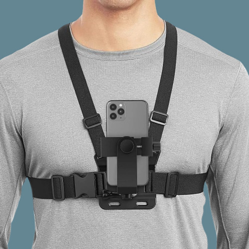 Qolic Lightweight Chest Mount Harness for Stable Hands-Free Recording Strap(Black)