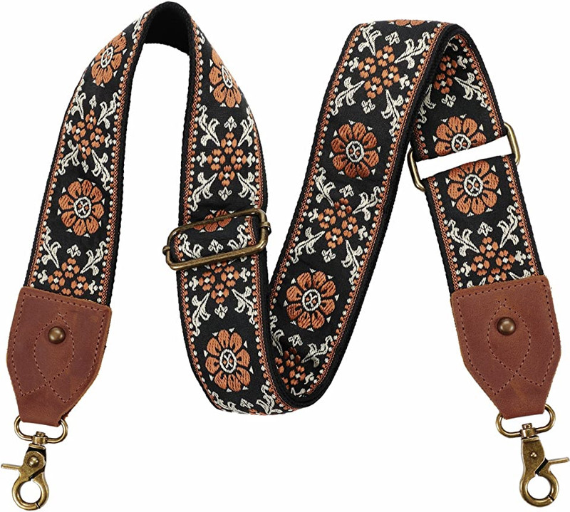 PALAY Shoulder Strap Retro Jacquard Embroidery Wide Shoulder Strap Strap(Bronze)