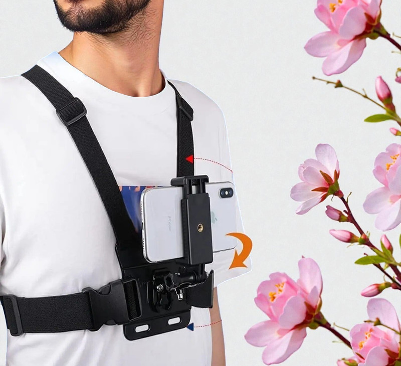 Qolic Hands-Free Chest Mount Belt with Phone Holder for Outdoor Recording Strap(Black)