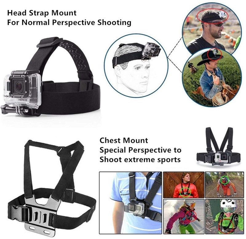 Viraan Chest Mount Strap for GoPro-Style Action Cameras Strap(Black)