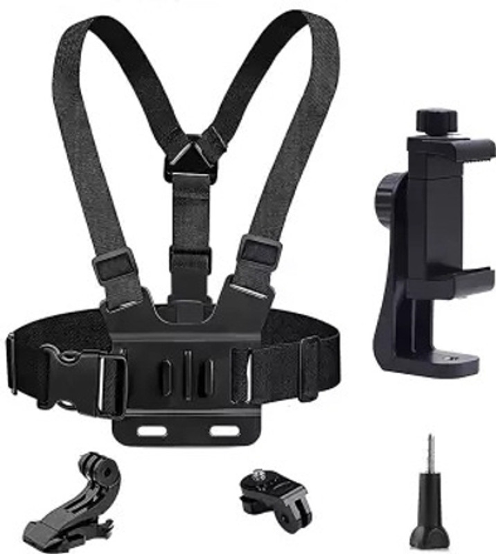 ZARRY Mobile Phone Chest Mount Harness Strap Holder Cell Phone Clip Action GOPO Camera Strap(Black)