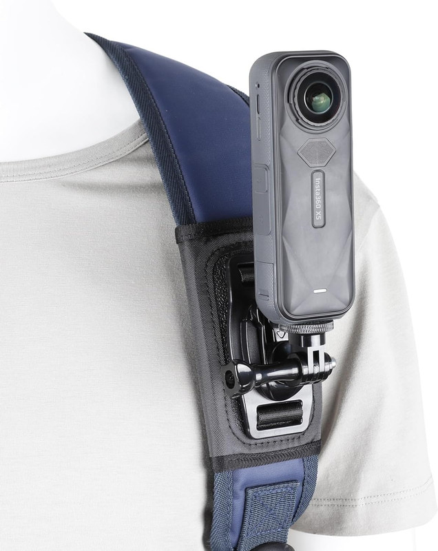 USPOT Camera Backpack Belt Mount for Insta360 Shoulder Strap Clip Mount w 1/4 Adapter Strap(Black)