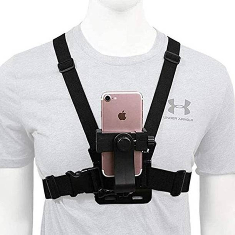 Qolic Handsfree Chest Mount Holder for Mobile & Action Camera Recording Strap(Black)