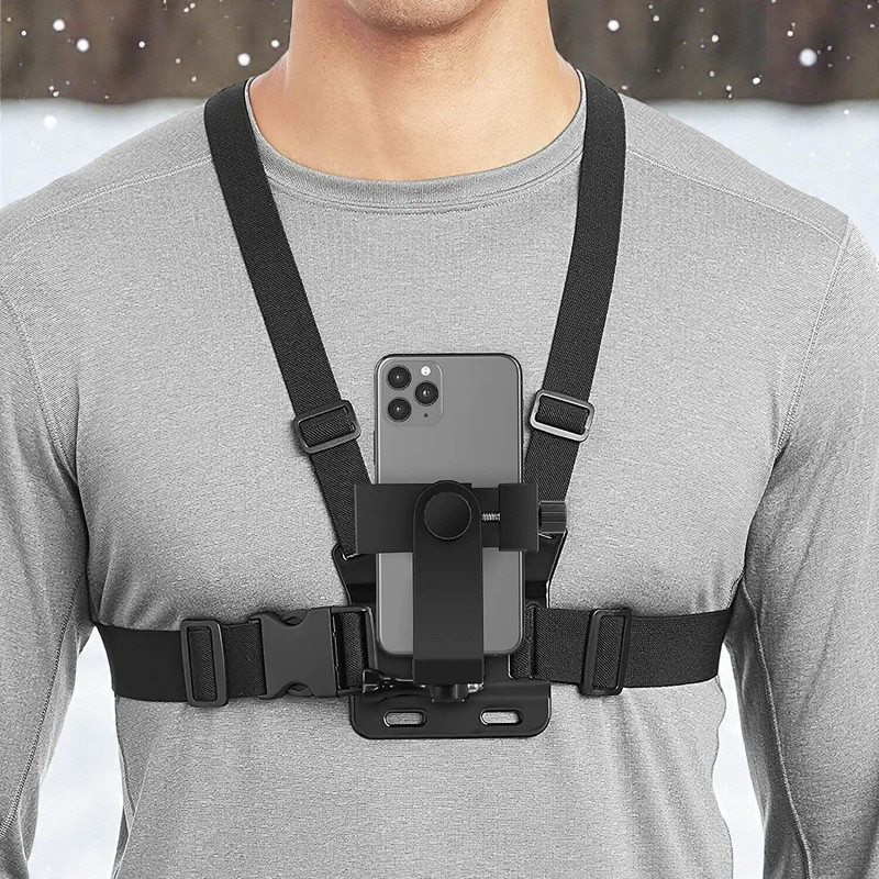 Qolic Chest Mount Harness with 360° Adjustable J-Hook for Stable POV Videos Strap(Black)