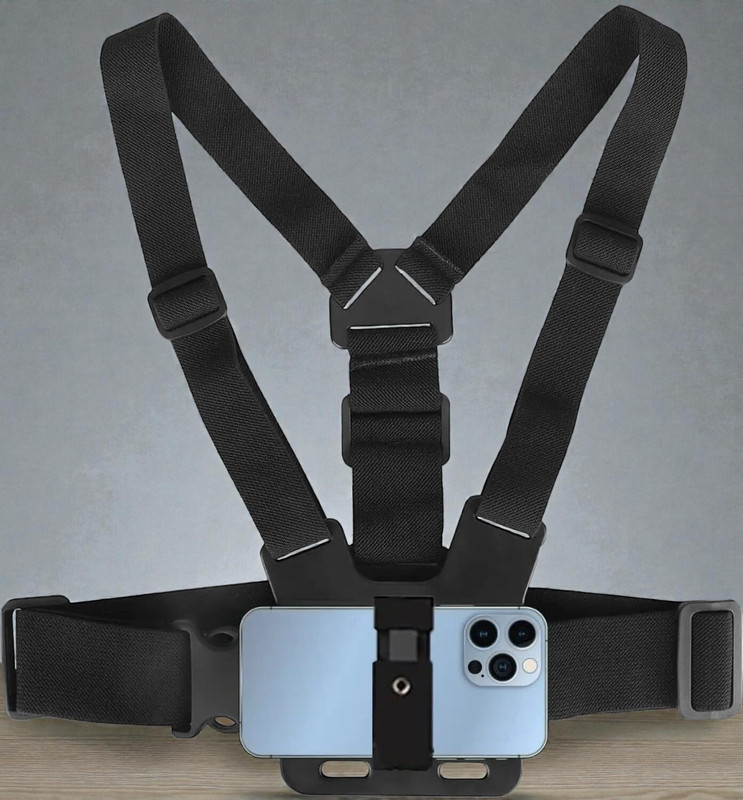 Qolic Adjustable Body Chest Mount Harness for GoPro, Action Camera & Phone Strap(Black)
