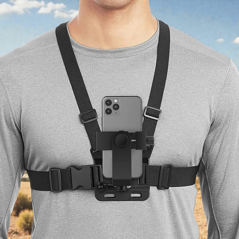 Qolic 360° Rotating Chest Mount Strap with J-Hook for GoPro & Smartphones Strap(Black)