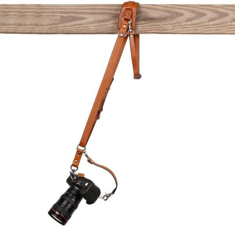 SUPERNIC Leather Solo Camera Strap Now with Snap Shackle Hooks,Perfect Single Camera Belt Strap(Brown)