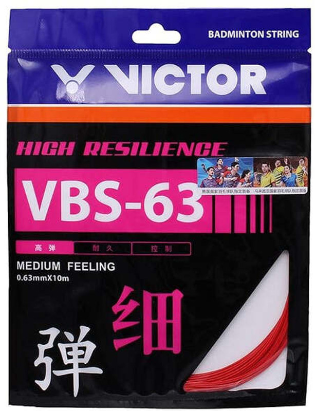 VICTOR VBS-63 High Resilience Badminton Racket String 1000 Badminton String - 10 m(Red)