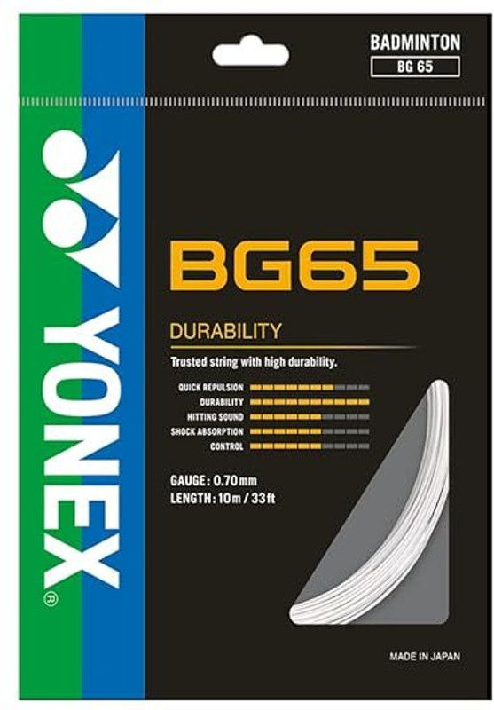 Badminton String BG 65 0.7 Tennis String - 10 m(White)