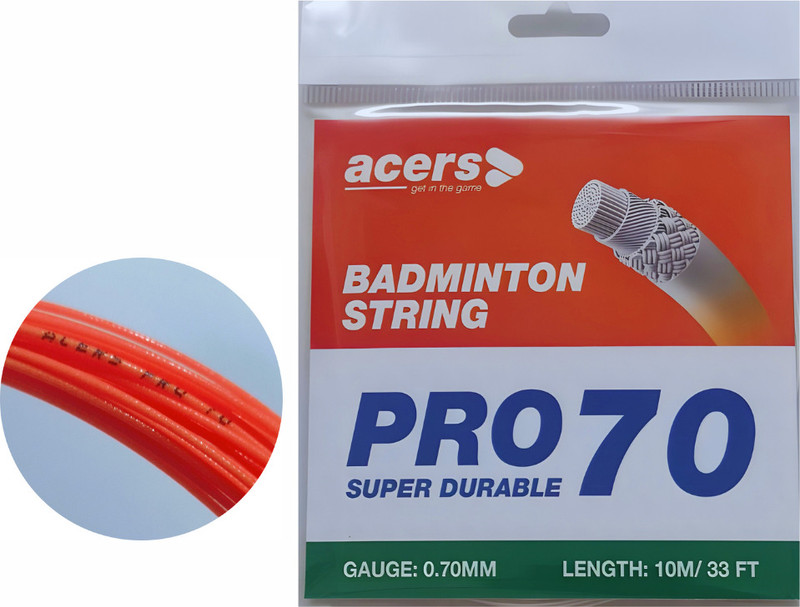 acers BadmintonRacketString_Pro70_Orange 0.7 Badminton String - 10 m(Orange)