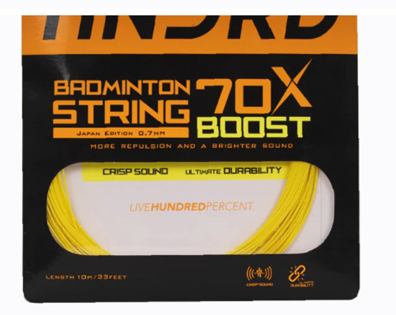 HNDRD 70 X Boost Badminton String/Gut 0.7 Badminton String - 10 m(Yellow)