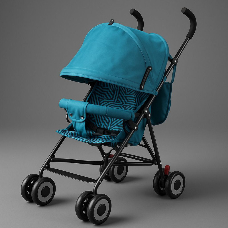 mlu Lightweight Baby Stroller with Adjustable Canopy, Safety Harness, Swivel Wheels Twin Strollers & Prams(No Recline position, Blue)