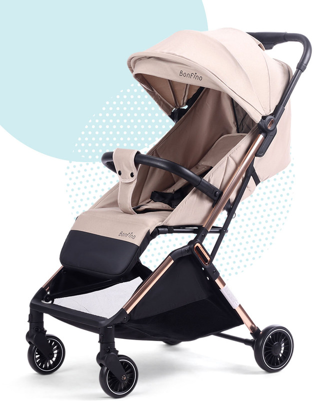 Bonfino AirLuxe Premium Cabin Pram With Compact Tri-Fold & Reclining Backrest Stroller(3, Beige)