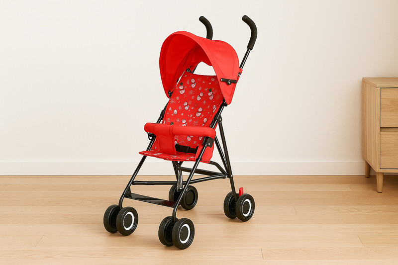 mlu Lightweight Baby Stroller for Kids | Compact Umbrella Pram with Large Canopy Pram(No Recline position, Red)