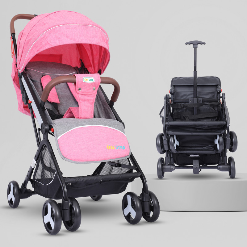 1st Step Aura Stroller With Portable Travel Friendly Trolley And Compact Fold Stroller(Multi, Pink)