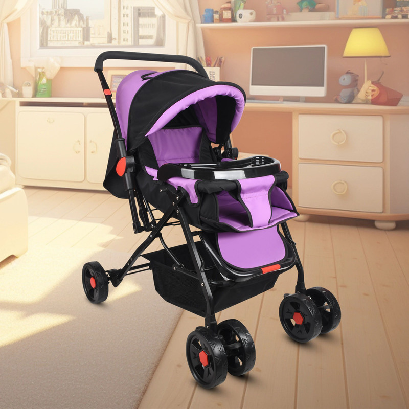 CREW4 baby pram/Stroller,easy fold ,for new born baby/kids,0-3 years. Pram(3, Purple)
