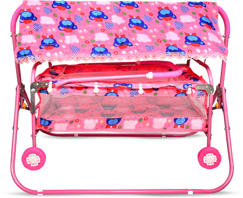STEELOART New Born Baby Cradle Heavy Metal Body Frame (0-6 Month) Buggy(Multi, Pink)