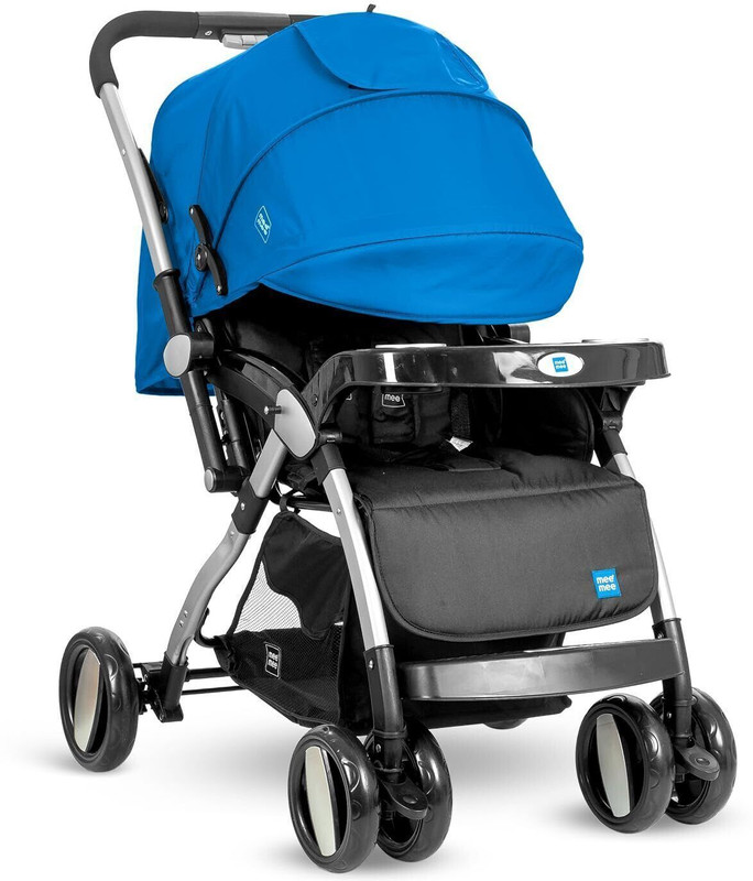 MeeMee Easy to Push Baby Stroller Pram with Quick One Hand Folding, Rotating Wheels Pram(3, Blue)