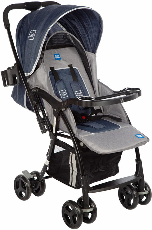 MeeMee Premium Baby Stroller Pram for 0-3 Years| Safety Lock and 3-Seat Positions Pram(3, Blue)