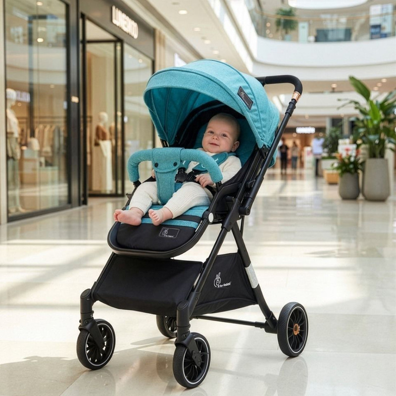 R for Rabbit Street Smart Nova Quick Fold Stroller for Kids/Babies 175 degree recliner Stroller(3, Green, Black)