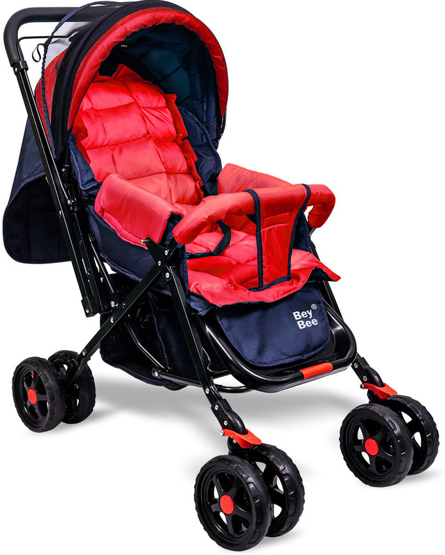 BeyBee Baby Stroller with Reclining Seat and Adjustable Handle with Foldable Sun Canopy Stroller(3, Red)
